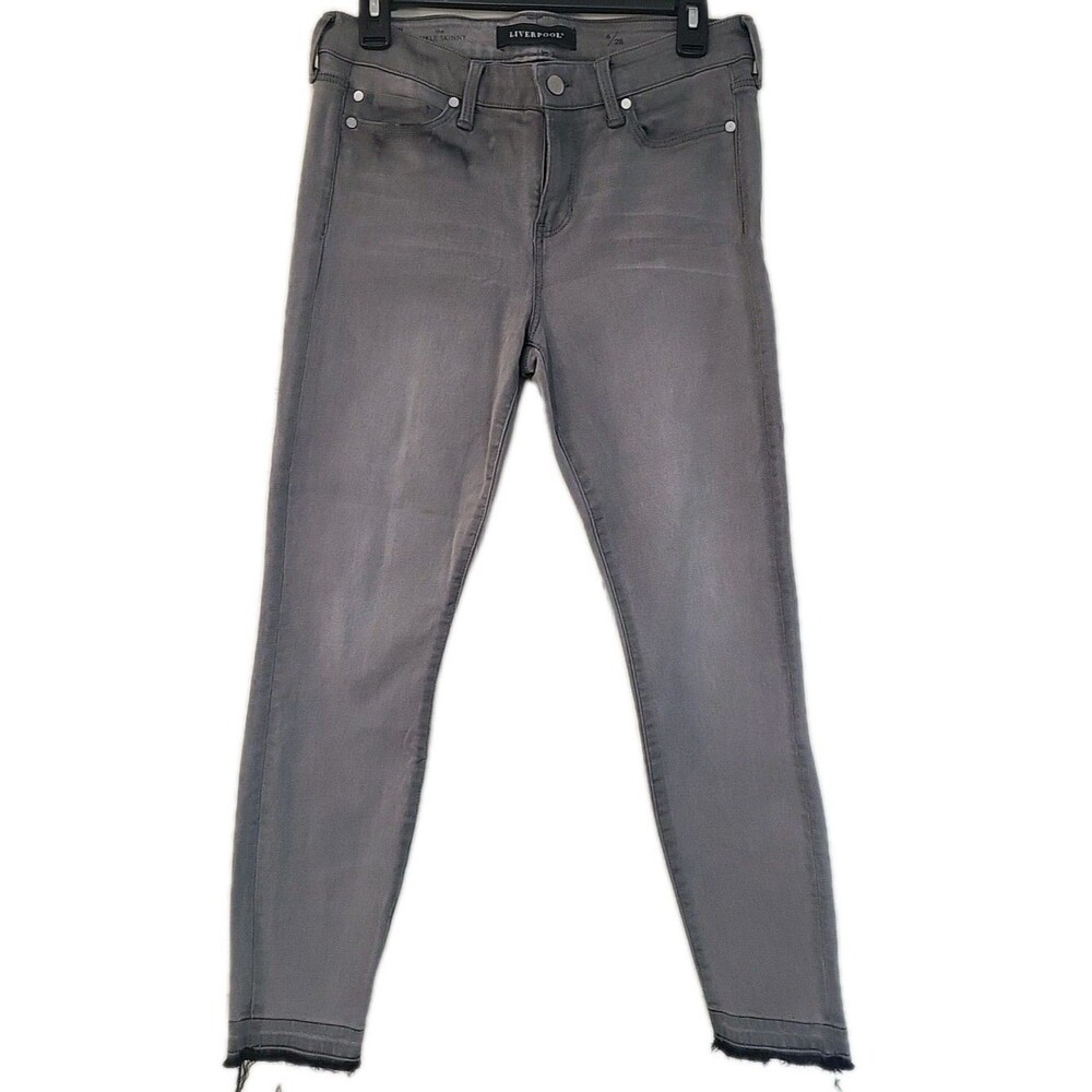 Liverpool Jeans Company The Skinny Ankle 6/28 Women's Jeans Gray Aluminum Denim